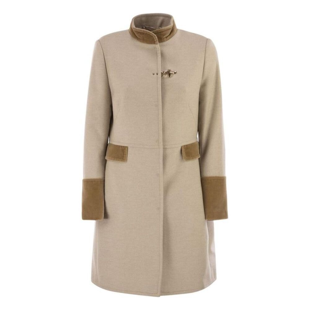 FAY Wool Blend Toggle Coat Women Beige Coats & Jackets